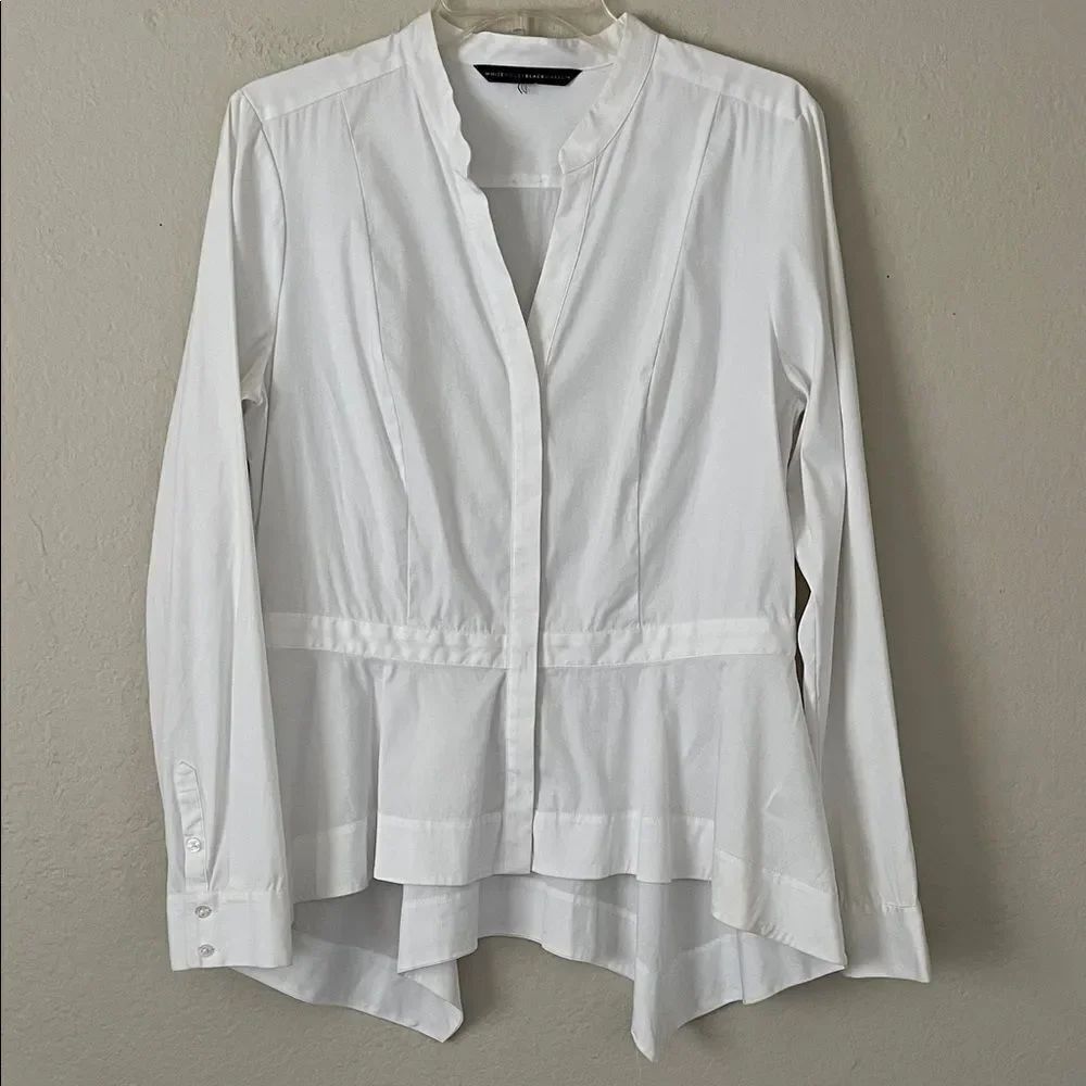 White House Black Market Button Down Shirt White Top in Size Unknown
